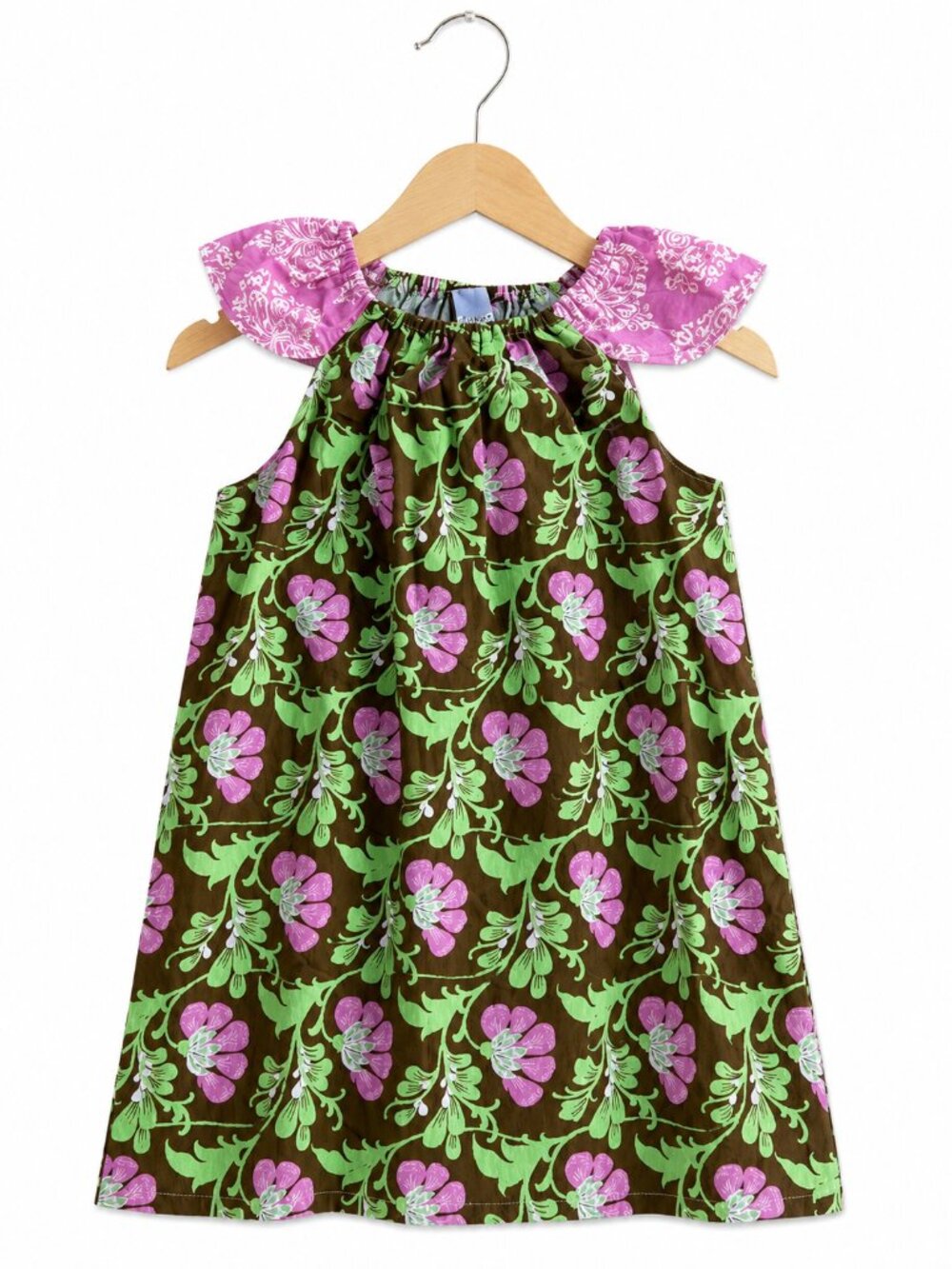 k. knoodles‎ Girls Dress Size 9 10 Boutique Angel Wing Pink Green Floral